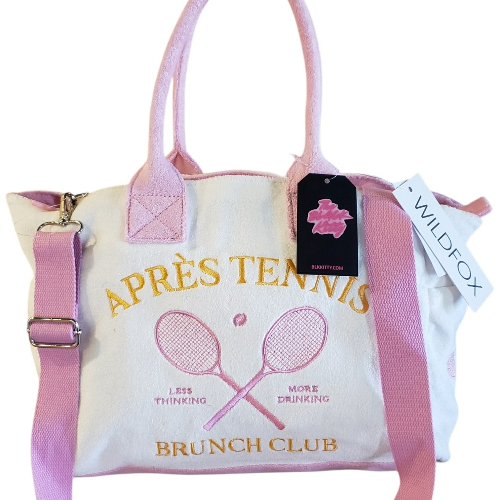 Wildfox 'Après Tennis Brunch Club' Terry Cloth Tote w/ Crossbody - NWT - Picture 12 of 14
